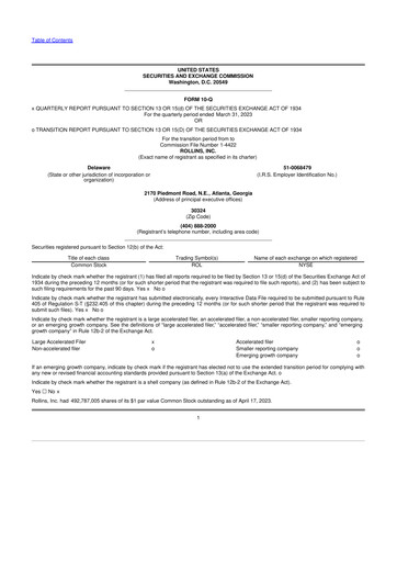 Miniature Rollins 10-Q Rapport trimestriel 2023 