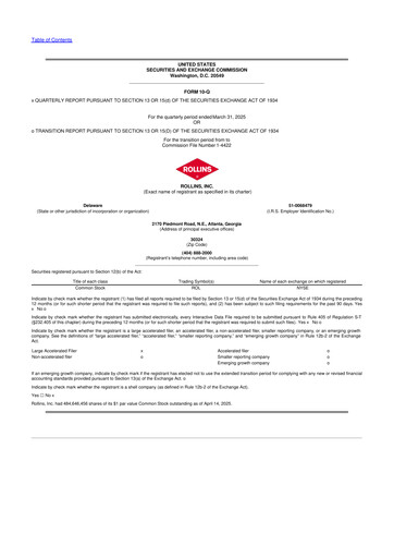 Miniature Rollins 10-Q Rapport trimestriel 2025 
