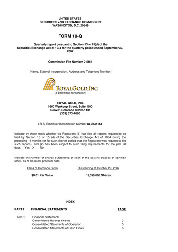 Thumbnail Royal Gold
 10-Q Quarterly Report FY 