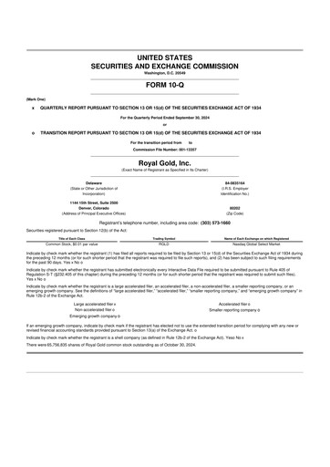 Vorschaubild Royal Gold
 10-Q Quartalsbericht 2024 