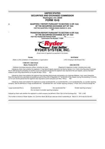 Thumbnail Ryder
 10-Q Quarterly Report FY2016 