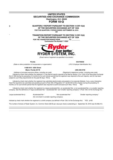 Thumbnail Ryder
 10-Q Quarterly Report FY2016 