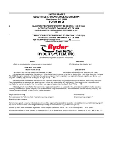 Thumbnail Ryder
 10-Q Quarterly Report FY2017 