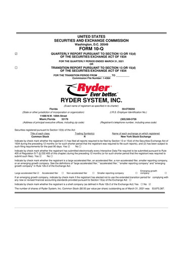 Thumbnail Ryder
 10-Q Quarterly Report FY2021 