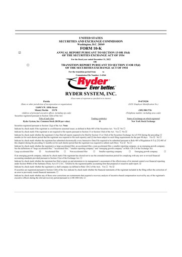 Thumbnail Ryder
 10-K Annual Report 2022