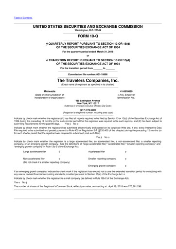 Thumbnail The Travelers Companies 10-Q Quarterly Report FY2018 