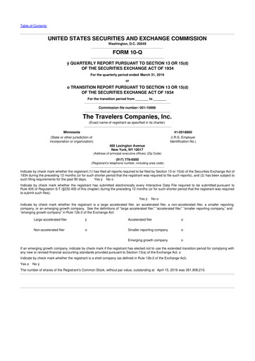 Thumbnail The Travelers Companies 10-Q Quarterly Report FY2019 