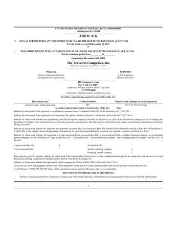 Thumbnail The Travelers Companies 10-K Annual Report 2019