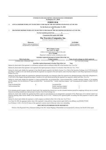 Thumbnail The Travelers Companies 10-K Annual Report 2020