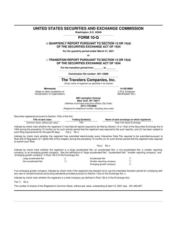 Thumbnail The Travelers Companies 10-Q Quarterly Report FY2021 