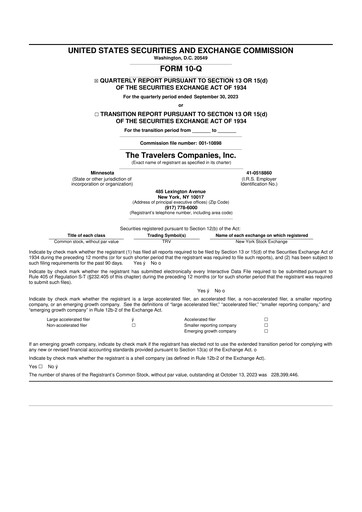 Thumbnail The Travelers Companies 10-Q Quarterly Report FY2023 