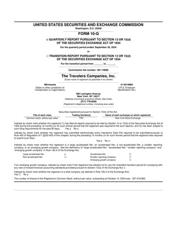 Thumbnail The Travelers Companies 10-Q Quarterly Report FY2024 