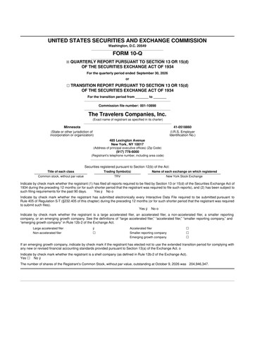 Thumbnail The Travelers Companies 10-Q Quarterly Report FY2026 Q3