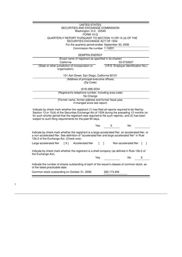 Thumbnail Sempra 10-Q Quarterly Report FY 