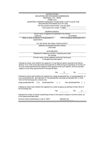 Thumbnail Sempra 10-Q Quarterly Report FY 