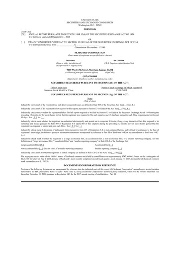 Miniature Seaboard Corporation 10-K Rapport annuel 2016