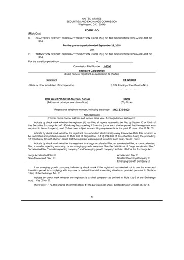 Thumbnail Seaboard Corporation 10-Q Quarterly Report FY2018 