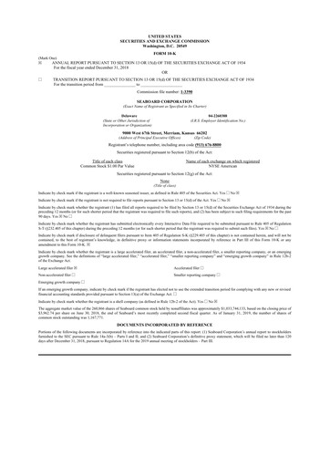 Miniature Seaboard Corporation 10-K Rapport annuel 2018