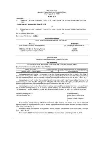Thumbnail Seaboard Corporation 10-Q Quarterly Report FY2019 