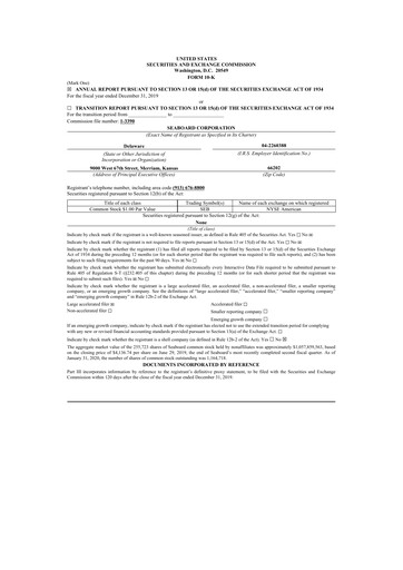 Miniature Seaboard Corporation 10-K Rapport annuel 2019
