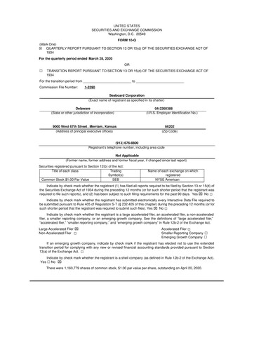Thumbnail Seaboard Corporation 10-Q Quarterly Report FY2020 