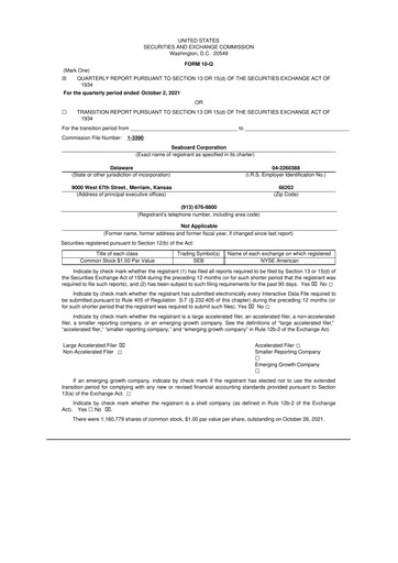 Thumbnail Seaboard Corporation 10-Q Quarterly Report FY2021 