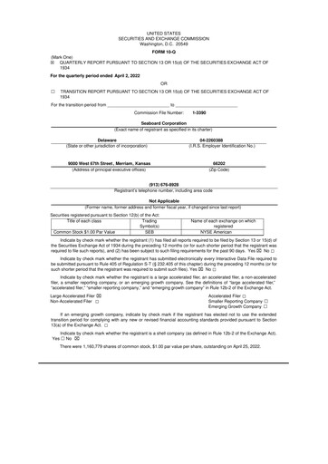 Thumbnail Seaboard Corporation 10-Q Quarterly Report FY2022 