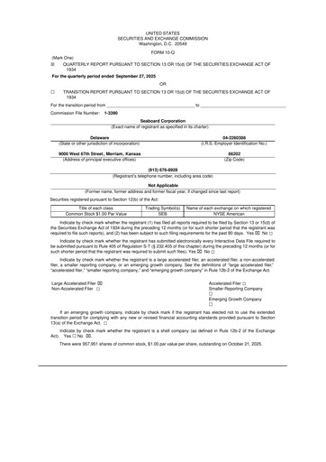 Thumbnail Seaboard Corporation 10-Q Quarterly Report FY2025 
