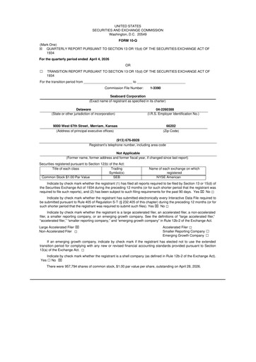 Thumbnail Seaboard Corporation 10-Q Quarterly Report FY 