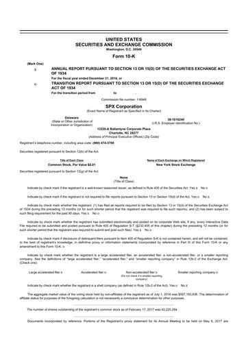 Thumbnail SPX Technologies 10-K Annual Report 2016