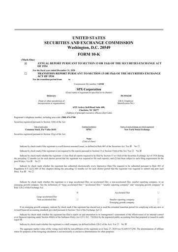 Thumbnail SPX Technologies 10-K Annual Report 2020
