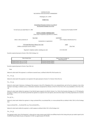 Thumbnail Seneca Foods
 10-K Annual Report 