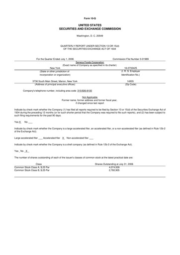 Thumbnail Seneca Foods
 10-Q Quarterly Report FY 