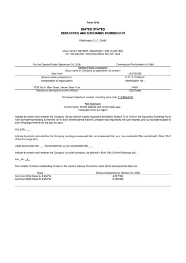 Thumbnail Seneca Foods
 10-Q Quarterly Report FY 