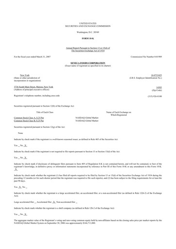 Thumbnail Seneca Foods
 10-K Annual Report 
