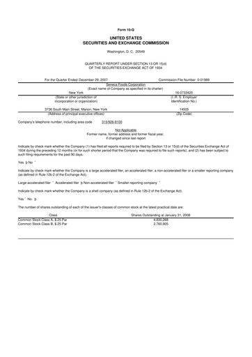 Thumbnail Seneca Foods
 10-Q Quarterly Report FY 