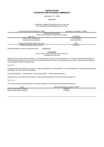 Thumbnail Seneca Foods
 10-Q Quarterly Report FY 