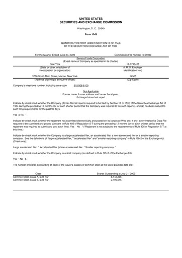 Thumbnail Seneca Foods
 10-Q Quarterly Report FY 