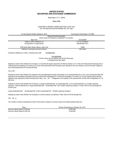 Thumbnail Seneca Foods
 10-Q Quarterly Report FY 