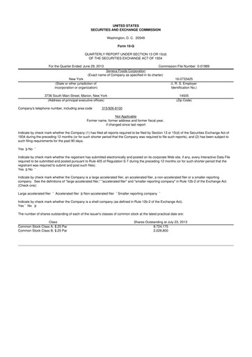 Thumbnail Seneca Foods
 10-Q Quarterly Report FY2014 