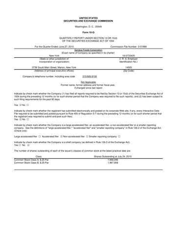 Thumbnail Seneca Foods
 10-Q Quarterly Report FY2016 