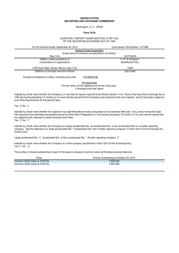 Thumbnail Seneca Foods
 10-Q Quarterly Report FY2016 