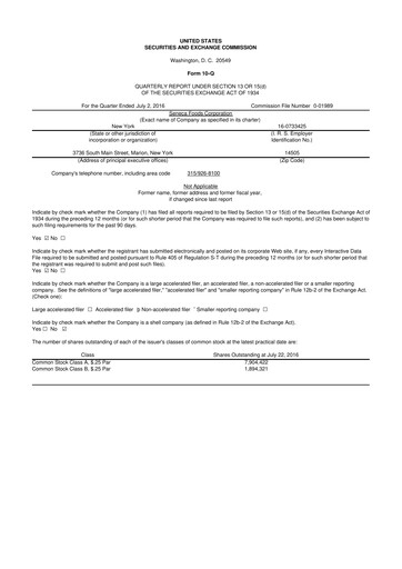 Thumbnail Seneca Foods
 10-Q Quarterly Report FY2017 