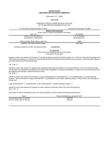 Thumbnail Seneca Foods
 10-Q Quarterly Report FY2017 