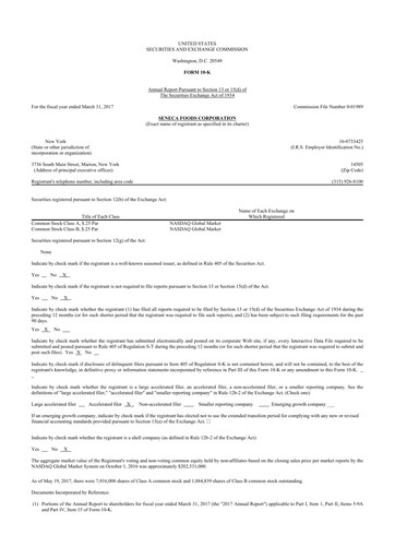 Thumbnail Seneca Foods
 10-K Annual Report 2017