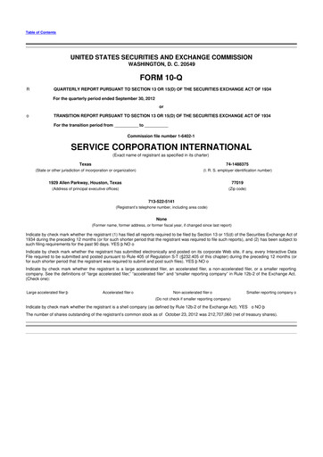 Miniature Service Corporation International
 10-Q Rapport trimestriel 2012 