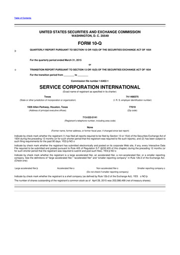 Miniature Service Corporation International
 10-Q Rapport trimestriel 2015 