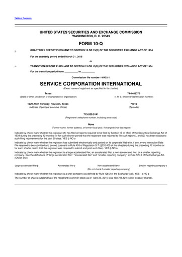 Miniature Service Corporation International
 10-Q Rapport trimestriel 2016 