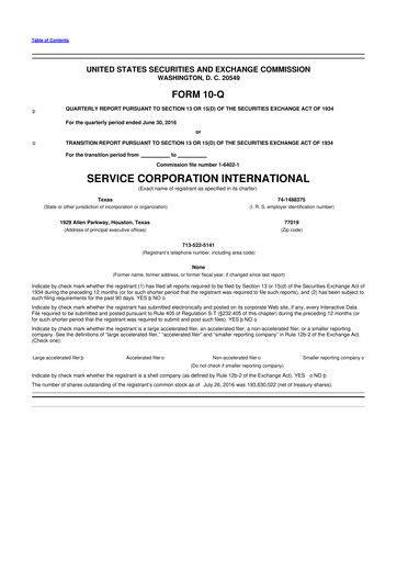 Miniature Service Corporation International
 10-Q Rapport trimestriel 2016 