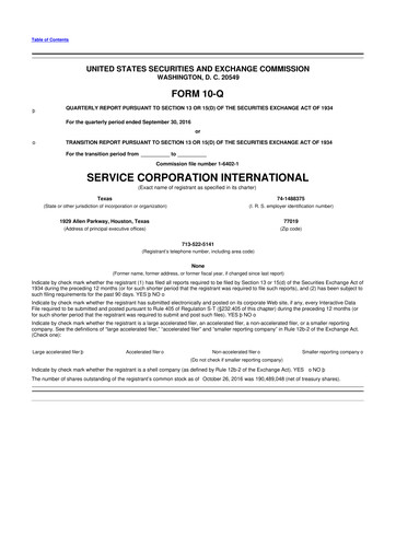 Miniature Service Corporation International
 10-Q Rapport trimestriel 2016 